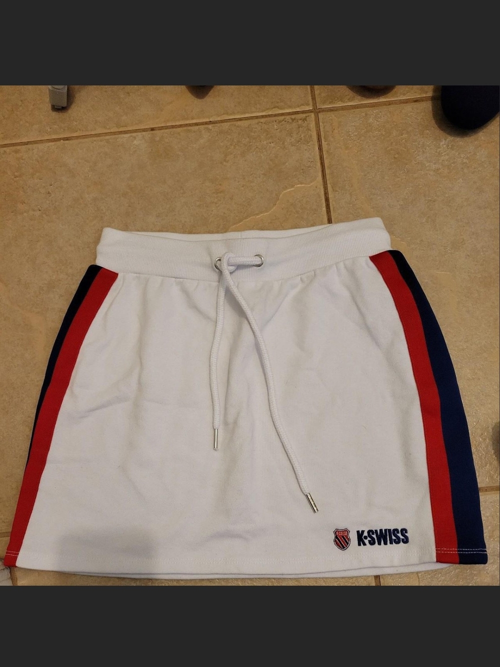 Forever 21 White Skirt with Red & Navy Side Stripes
